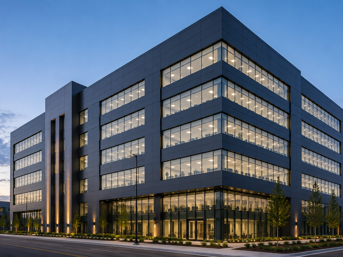 Black ACM panel facade